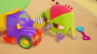Hop Hop si Burung Hantu di Pantai | Ekskavator & Truk Derek Mainan | Kartun Bayi