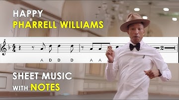 Happy - Pharrell Williams | Sheet Music with Easy Notes for Recorder, Flute, Violin Tutorial