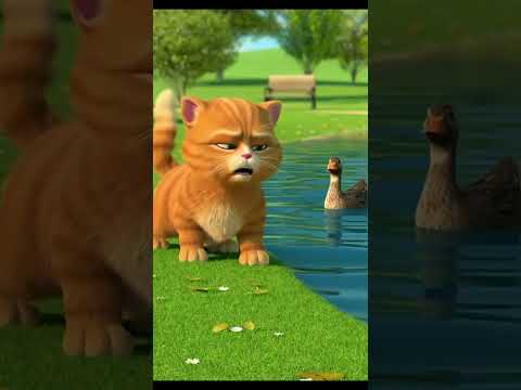 القط بيواجه البطة في الماء شوف لما حاول يكون سب اح مواقف مضحكة للحيوانات