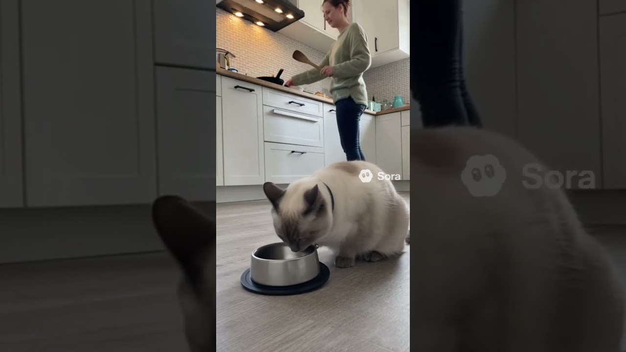 Funny Cat Bangs Food Dish When He's Hungry 