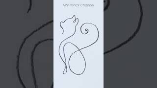 How to Draw One Line Cat | Line Art Cat #shorts #art