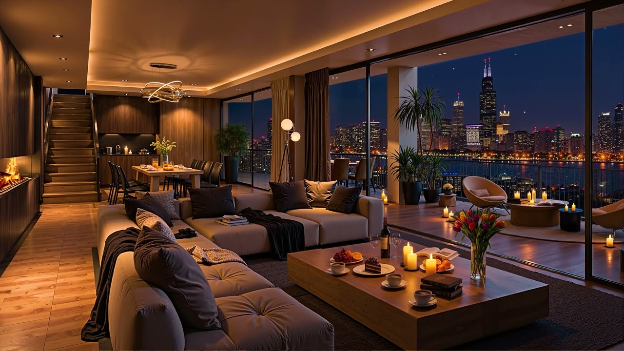 Jazz Relaxing Music for Studying & Sleeping 🌃 Elegant Jazz Saxophone in Luxury Chicago Apartment