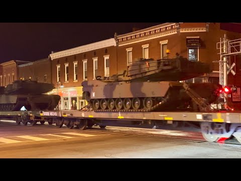Military Train Street Running Army Tanks, Radar Speed Checks, Train On Steep Hill, CSX, NS & CCET