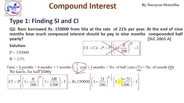 SEE Mathematics Unit 3: Compound Interest | Type 1 Q2 Finding Simple Interest and Compound Interest
