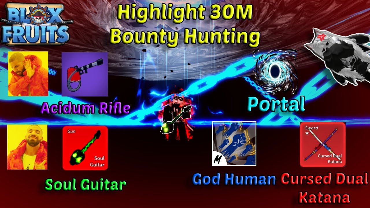 Soul guitar + Godhuman + Human V4 Combo And Bounty hunting in Blox