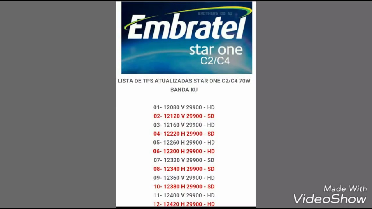 Lista de TP atualizada star one c2/c4 YouTube Lista de TP atualizada star one c2/c4 YouTube