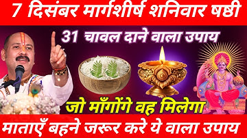 7 दिसंबर मार्गशीर्ष शनिवार षष्ठी तिथि को 31 चावल दाने वाला उपाय जरूर करे || Pradeep Ji Mishra