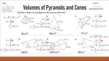 Volumes of Pyramids and Cones (2)