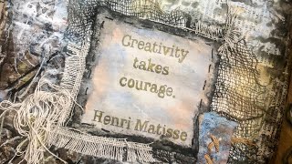 Flip through softcover junk journal “Art Quotes”, grungy mixed media (SOLD)