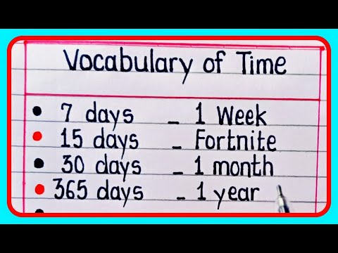 7 Days of the Week, Vocabulary