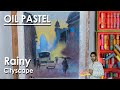 Oil Pastel Rainy Cityscape Composition Drawing | step by step coloring | Supriyo