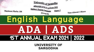 English Language (Paper.1), Group-I and Group-II, ADA/ADS (Part.1), Sargodha University