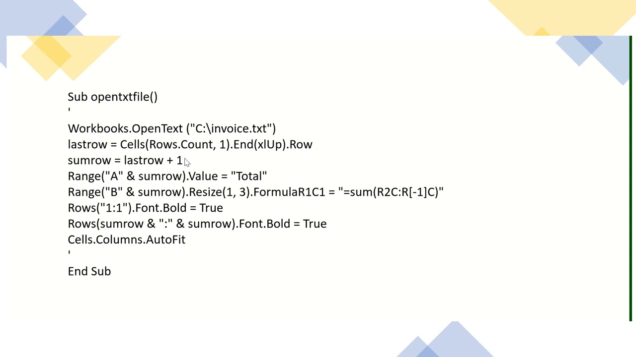 Open txt file using macro VBA