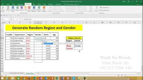 30. Generate Random Region and Gender in Excel 2013 Urdu Tutorials by Irfan Bakaly