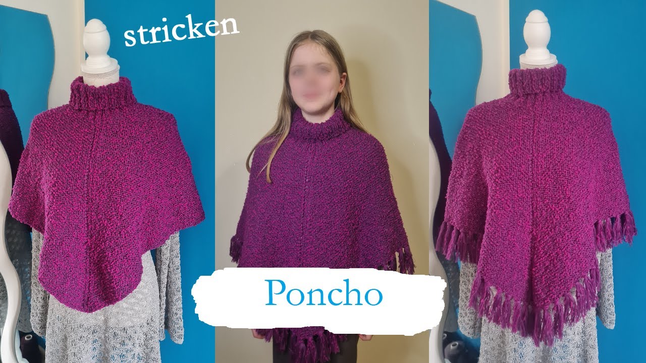 🧶 sᴛʀɪᴄᴋᴇɴ🧶Poncho mit Fransen für Kinder oder Erwachsene 👚👩🏼Kinderponcho