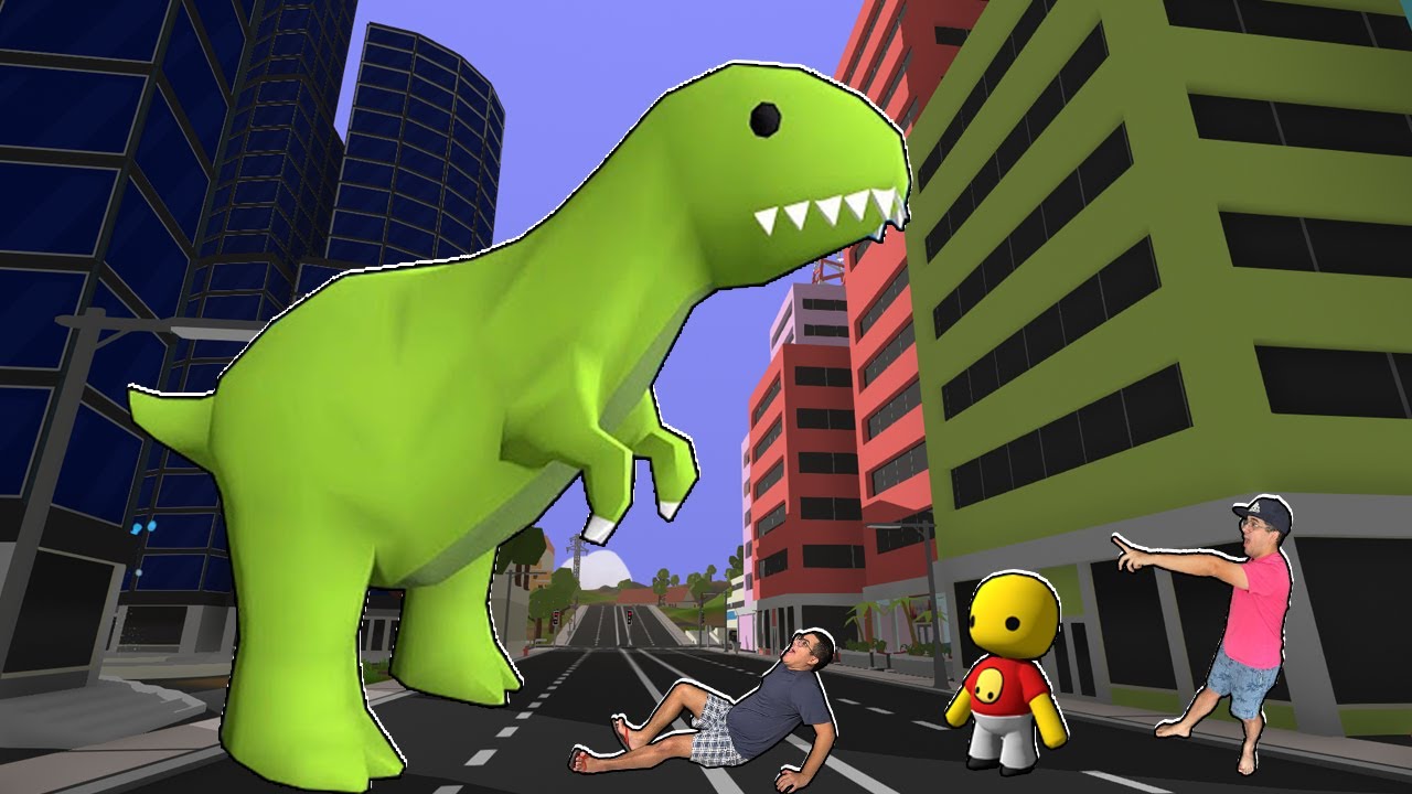 UM DINOSSAURO GIGANTE INVADIU A CIDADE DE MASSA DE MODELAR! (cuidado!!!)