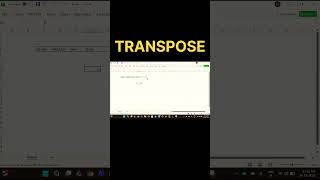 TRANSPOSE #excel #shortvideoviral #ytshorts