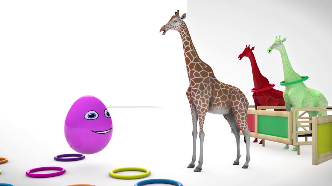 Learn Color Giraffe Animal Surprise Eggs Circle Cartoon Nursery Rhymes for Children YouTube
