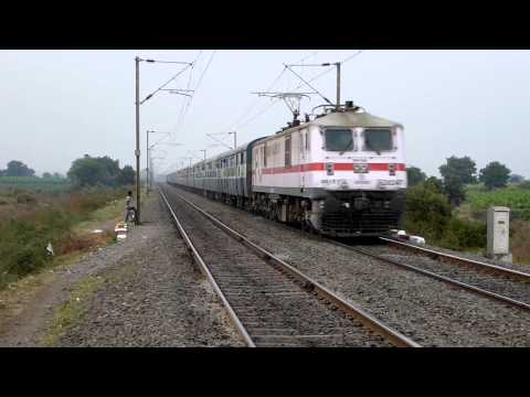 Milky white WAP7 with 22456 Kalka Sainagar shirdi express thunders tracks at decent speed
