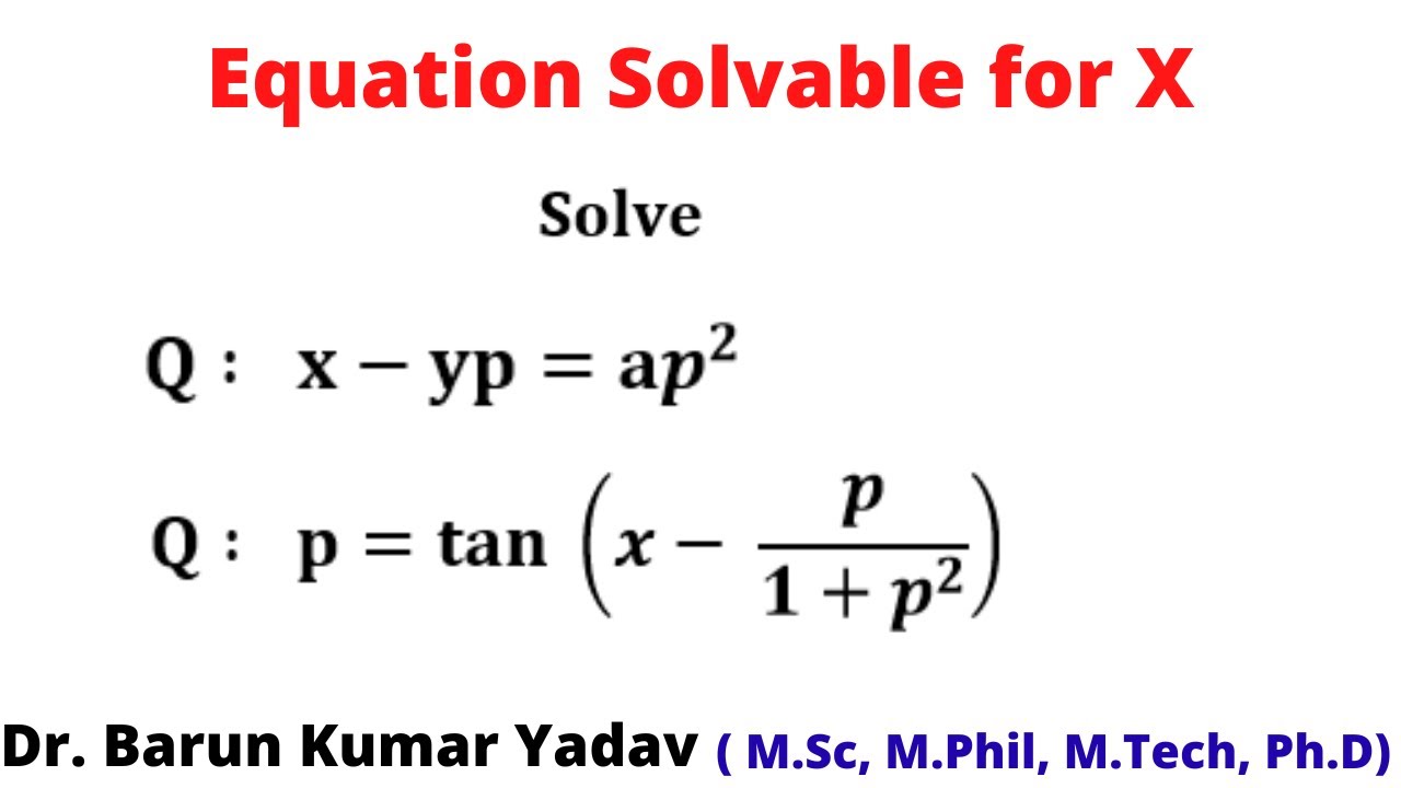 Equation solvable for x in Hindi | first order and higher degree differential equation  | part 7 |