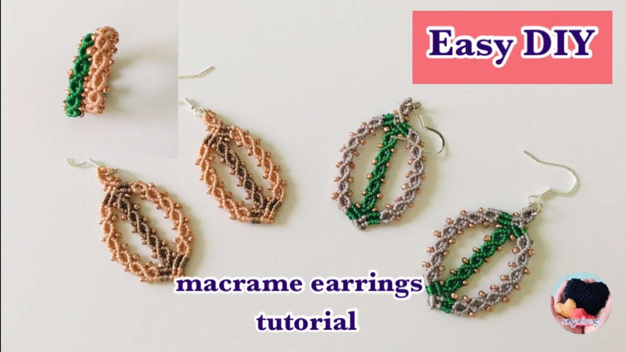 Easy DIY】簡単マクラメピアスの編み方〜Easy macrame earrings