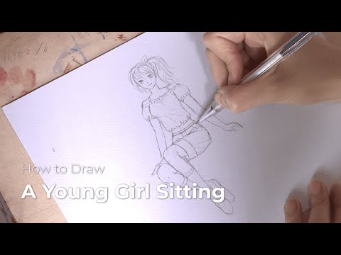 How to draw : a Young Girl Sitting