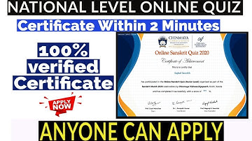 National Level Quiz   |  Free Quiz Certificate | Get Certificate Within 2 Min