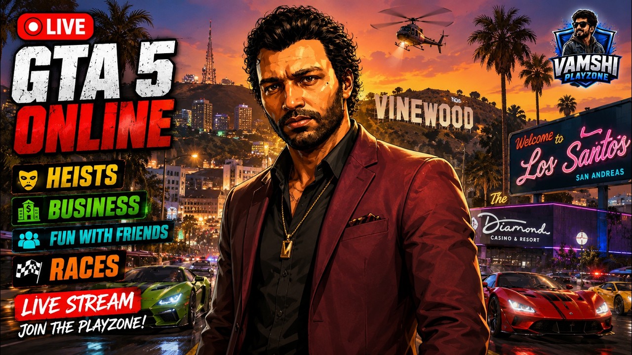 🔴 GTA 5 Online LIVE Telugu | Heists 💰 Business 💼 Races 🏁 & Fun With Friends 🔥
