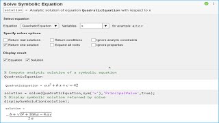 Solve Symbolic Equations Using Live Editor Tasks