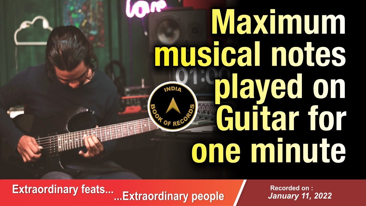 Maximum musical notes played on Guitar for one minute - YouTube