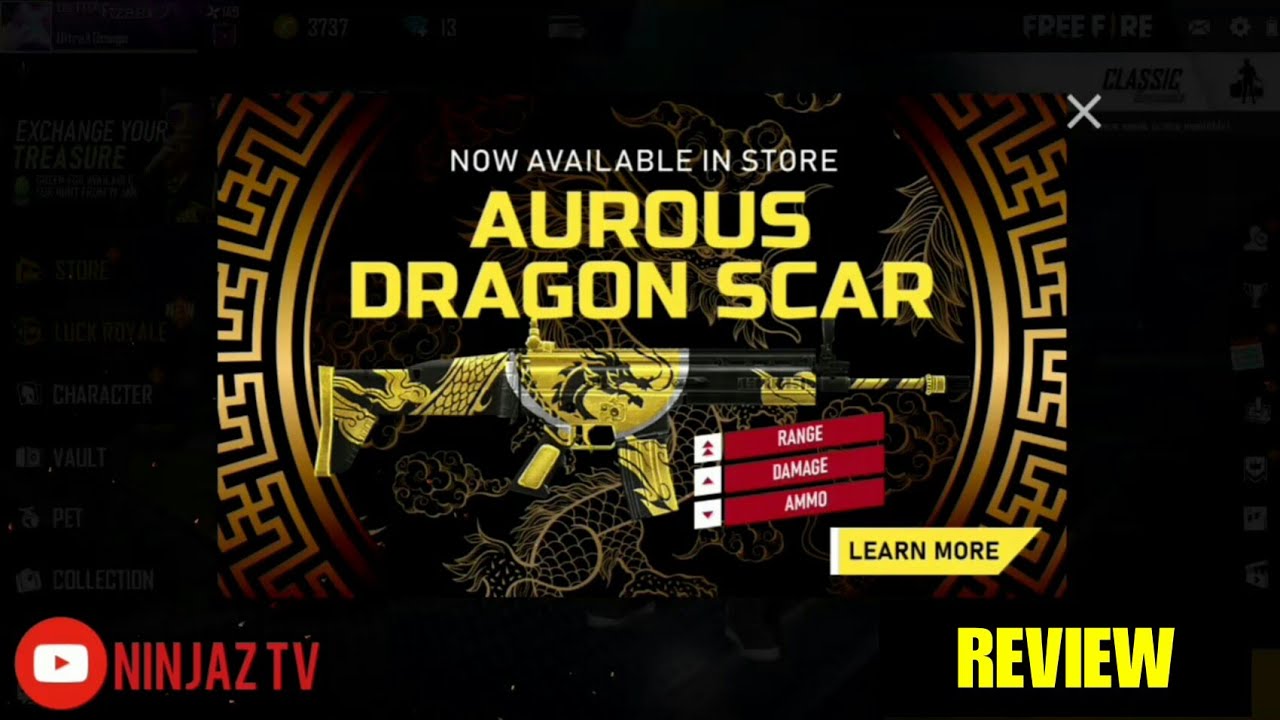 FREE FIRE AUROUS DRAGON SCAR REVIEW