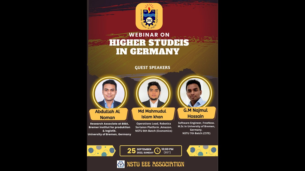 Webinar on Higher Studies in Germany | NSTU EEE Association