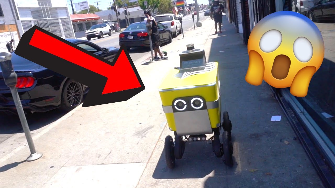 CRAZY POSTMATES DELIVERY ROBOT!!! (WTF) YouTube