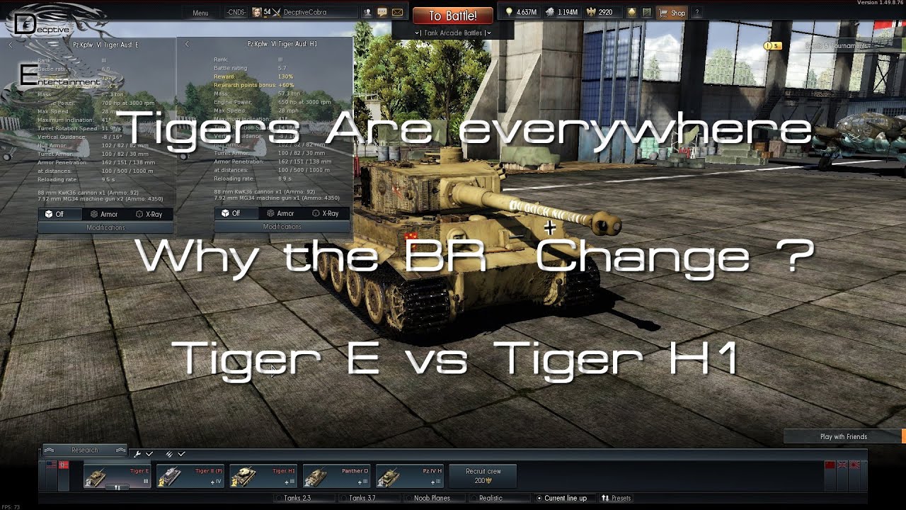 WarThunder Tiger E vs Tiger H1 YouTube