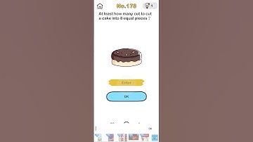 at least how many cut to be done to cut the cake into 8 equal pieces. #brainout game level 178