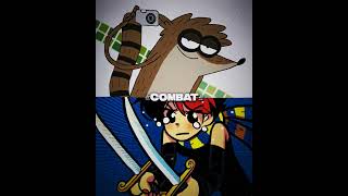 Rigby vs Knives | #shorts #regularshow #scottpilgrim #cartoon #vs #anime