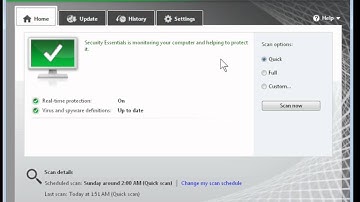 How to run Microsoft security essentials quick scan