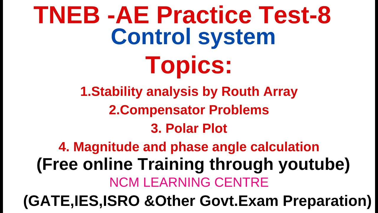 TNEB | AE 2020 Practice test 8| Control system| Preparation for TNEB| TRB|GATE|IES|ISRO