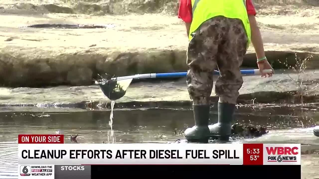 Cleanup efforts after diesel fuel spill in east Alabama - YouTube