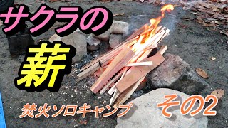 【旅モト】サクラの薪で焚火ソロキャンプ　その2