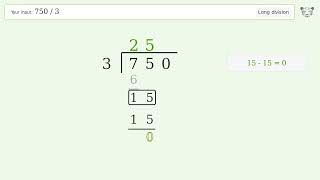 750/3 Long Division — Step-by-Step | Tiger Algebra Solver