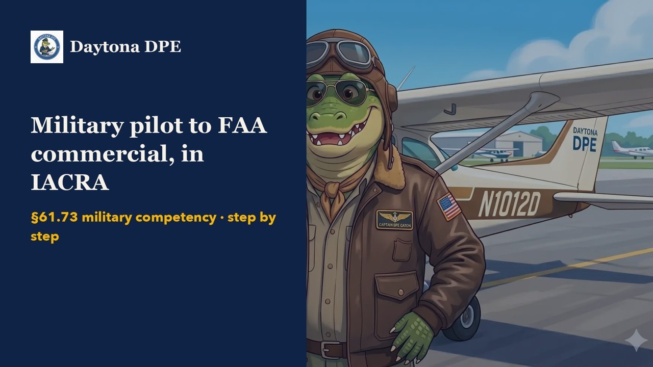 Military Competency (§61.73): FAA Commercial Certificate in IACRA, Step by Step