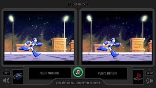 Rockman X3 (Sega Saturn vs Playstation) Side by Side Comparison (Mega Man X3)