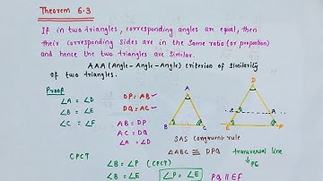 Theorem 6.3// AAA criterion of similarity of two triangles//Class 10 Maths// Chapter 6 Triangles//