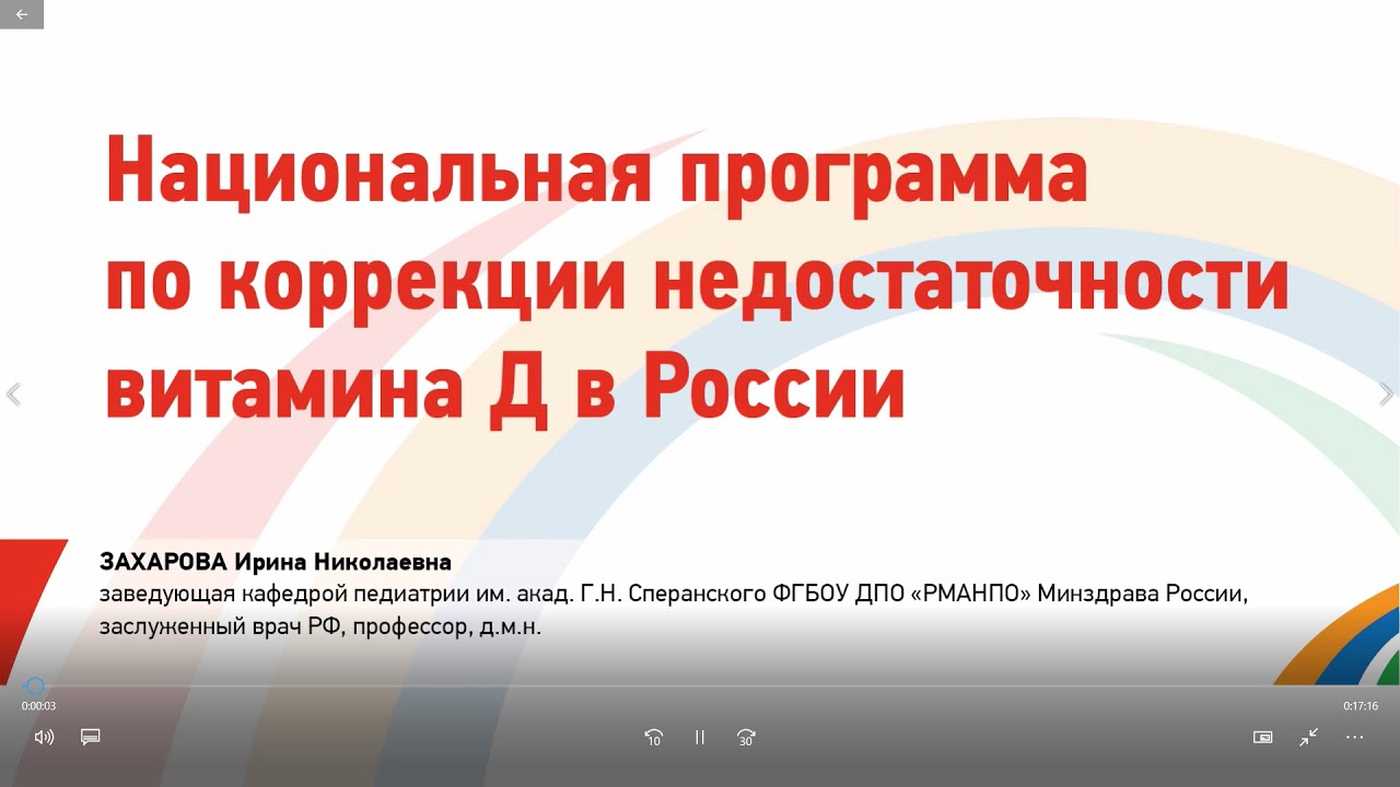 Захарова И.Н. Национальная программа по коррекции недостаточности витамина Д в России