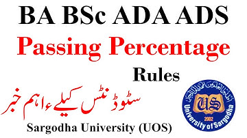BA BSc ADA ADS Passing Percentage Rules Sargodha University - ADP Students UOS