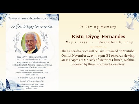 مراسم تشییع جنازه کیستو دیوگ فرناندز ۱۱ نوامبر ۲۰۲۵ ساعت ۳ ۴۵ بعد از ظهر به وقت هند