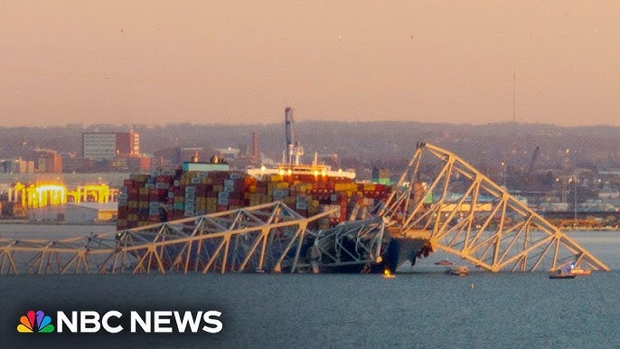 Breaking Baltimore Bridge Collapses After Being Struck By Cargo Ship