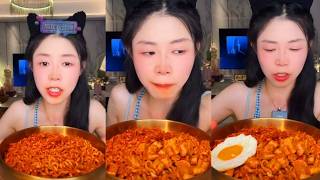 ASMR SPICY BULDAK NOODLES & FRIED EGG MUKBANG SPICY NUCLEAR FIRE NOODLES EATING SHOW 🌶️🔥🍳