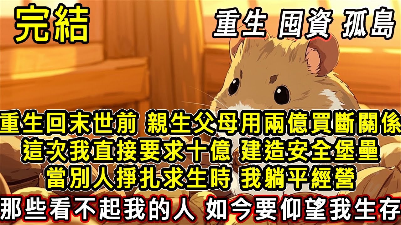 【完結/囤資】重生回末世前，親生父母用兩億買斷關係。這次我直接要求十億，建造安全堡壘。當別人掙扎求生時，我躺平經營。那些看不起我的人，如今要仰望我生存…#末日#末世#小說推文#囤貨#伴睡#一口氣看完